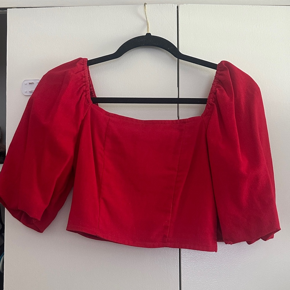 Red Puff Sleeve Top